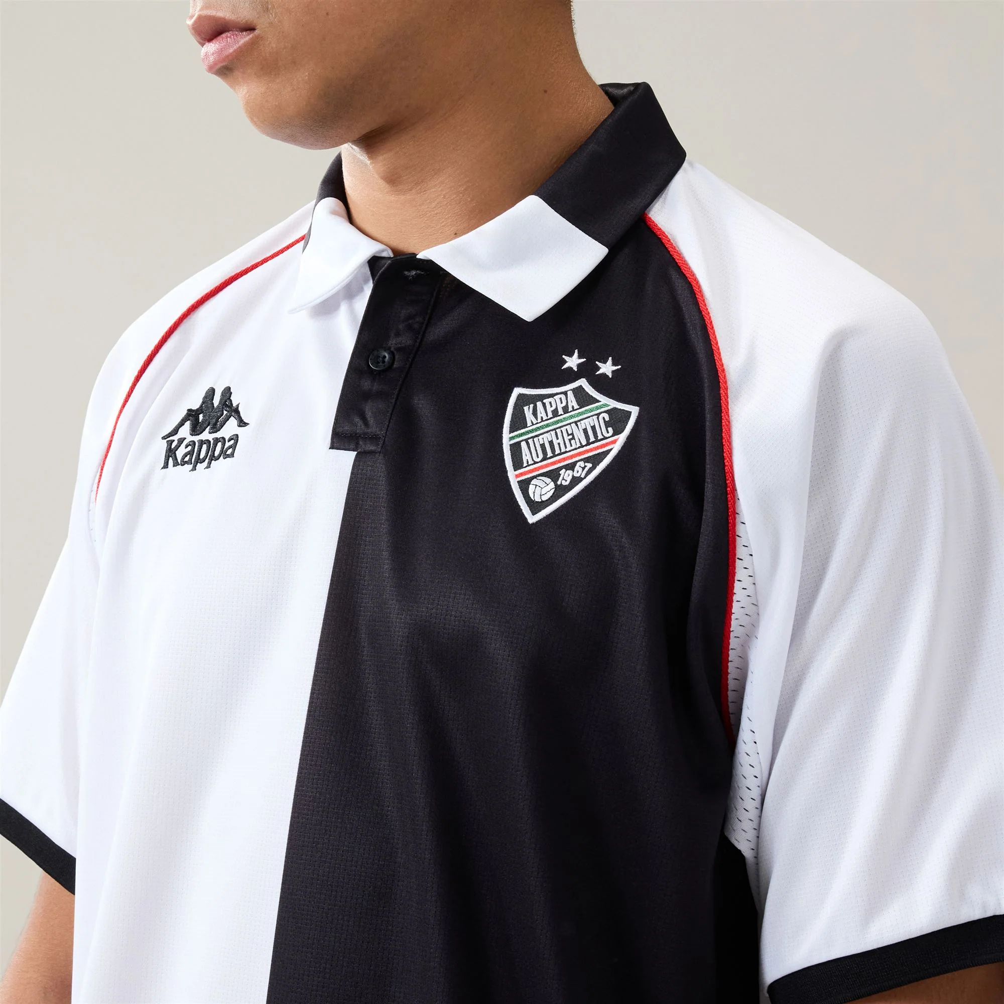 AUTHENTIC   SOLIN - Active Jerseys - Polo Shirt - Man - White-Black-Red Md Coral - Image 5