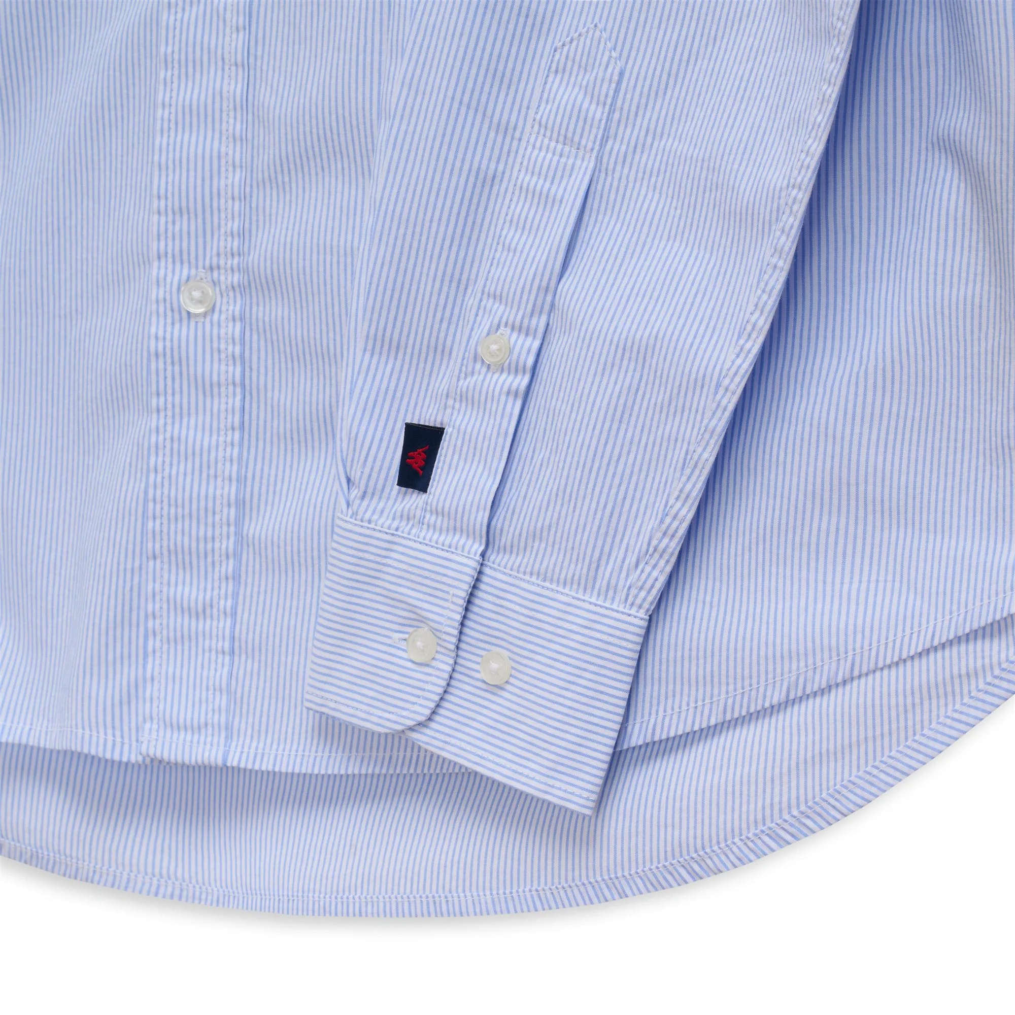 IDALGO - SHIRTS - Button  Down - Man - WHITE-AZURE STRIPE - Image 3